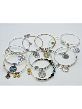 Alex and Ani Expandable Adjustable Wire Bracelet Charms 10 pc Gold Silver Tone